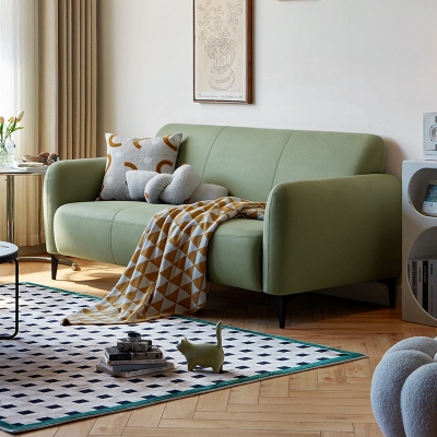 Green Color Fabric Single Sofa
