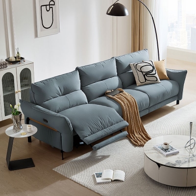 Blue Color Fabric Recliner Sofa