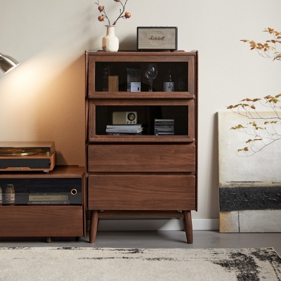 Walnut Color Cabinet with Drawers