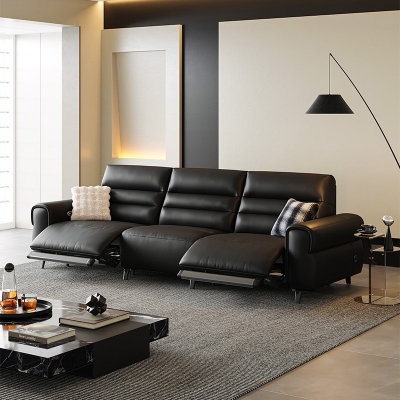Black Color Leather Recliner Sofa
